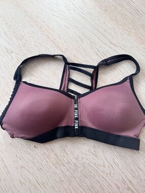 PINK Victoria's Secret Front-Zip Sports Bra in Mauve - Never Worn